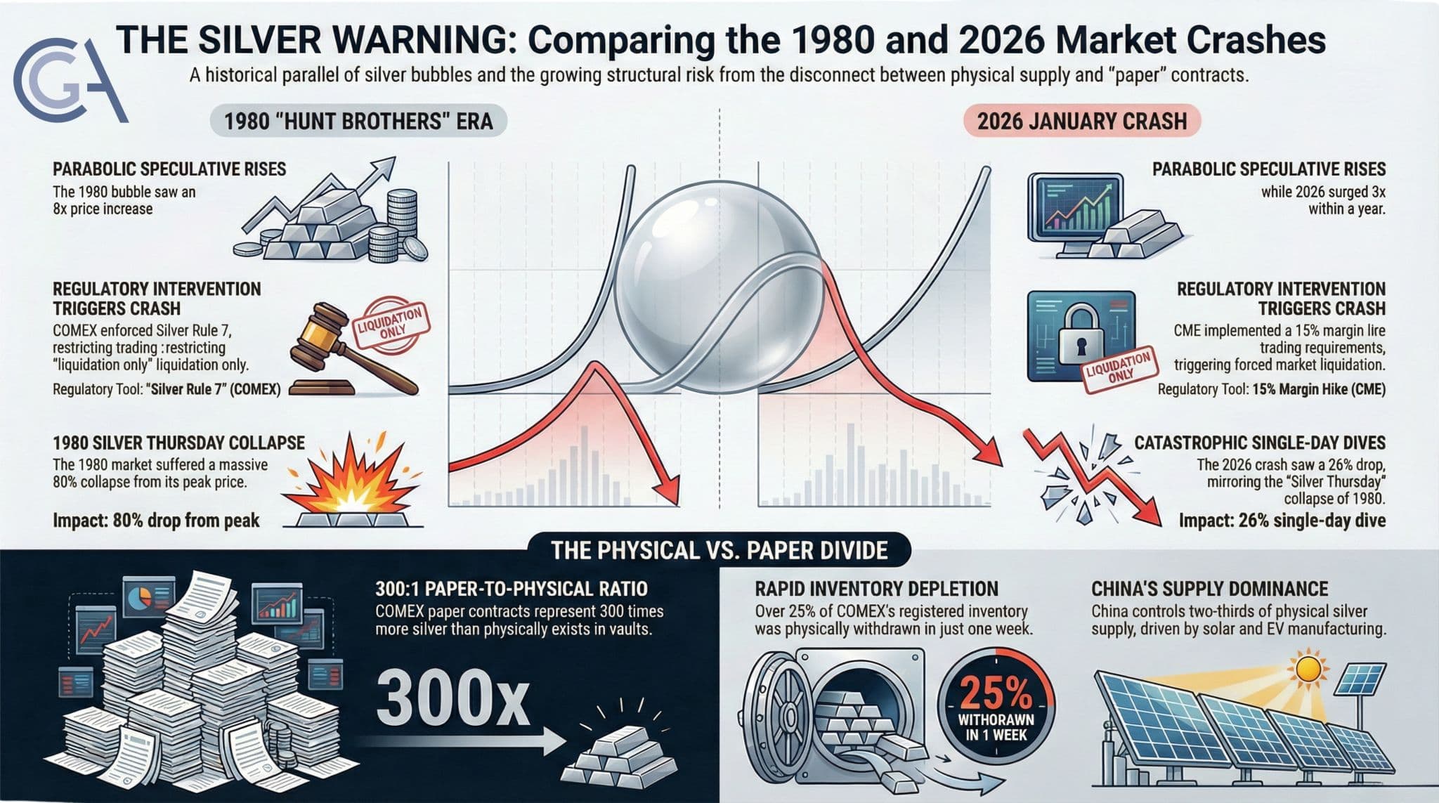 Silver market crash comparison: 1980 vs 2026